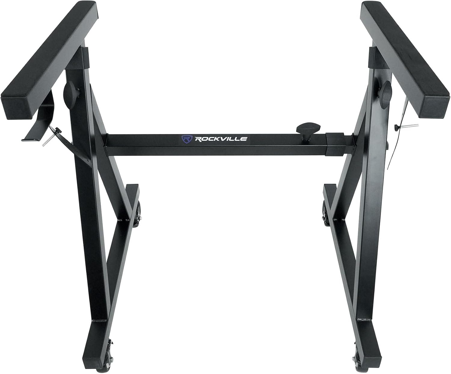 Rockville Z40W Bundle: Z-Style Pro Keyboard Stand with Wheels and Bag, Adjustable Height & Width, ZLS Laptop Stand Attachment, ZMS Microphone Boom Attachment, 3-items