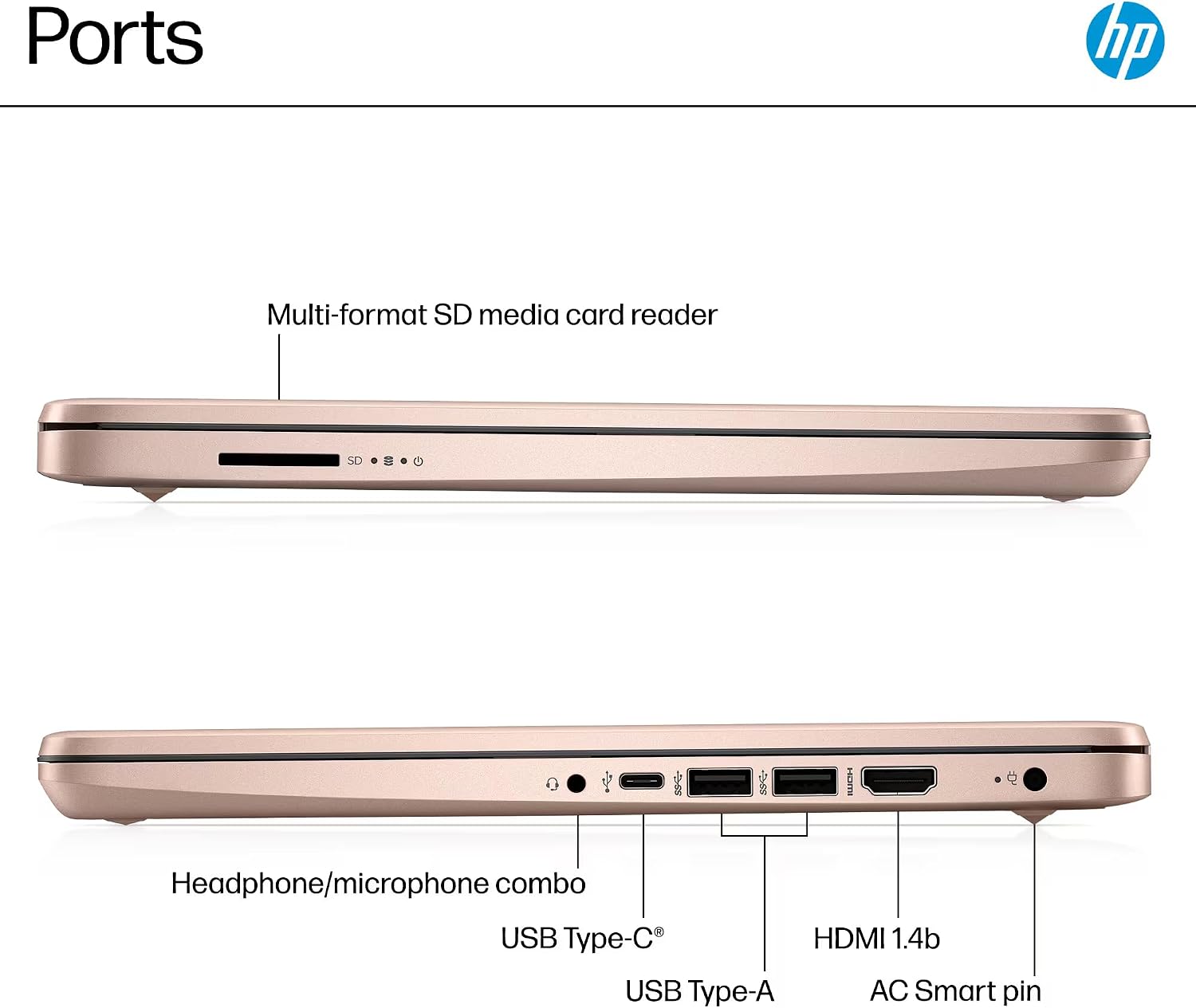 HP 14' Laptop 2025 Business Student Slim Computer, Lifetime MS Office, Copilot AI, Quad-Core Intel CPU, 16GB RAM, 628GB Storage (128GB UFS+500GB Ext), MarxsolAccessory, Wi-Fi 6, Win 11 Pro, Rose Gold