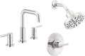 Delta Faucet Nicoli 14 Series Single-Handle Shower Faucet Trim Kit with 5-Spray H2Okinetic Shower Head and Widespread Bathroom Faucet in Chrome (Shower Valve Included)