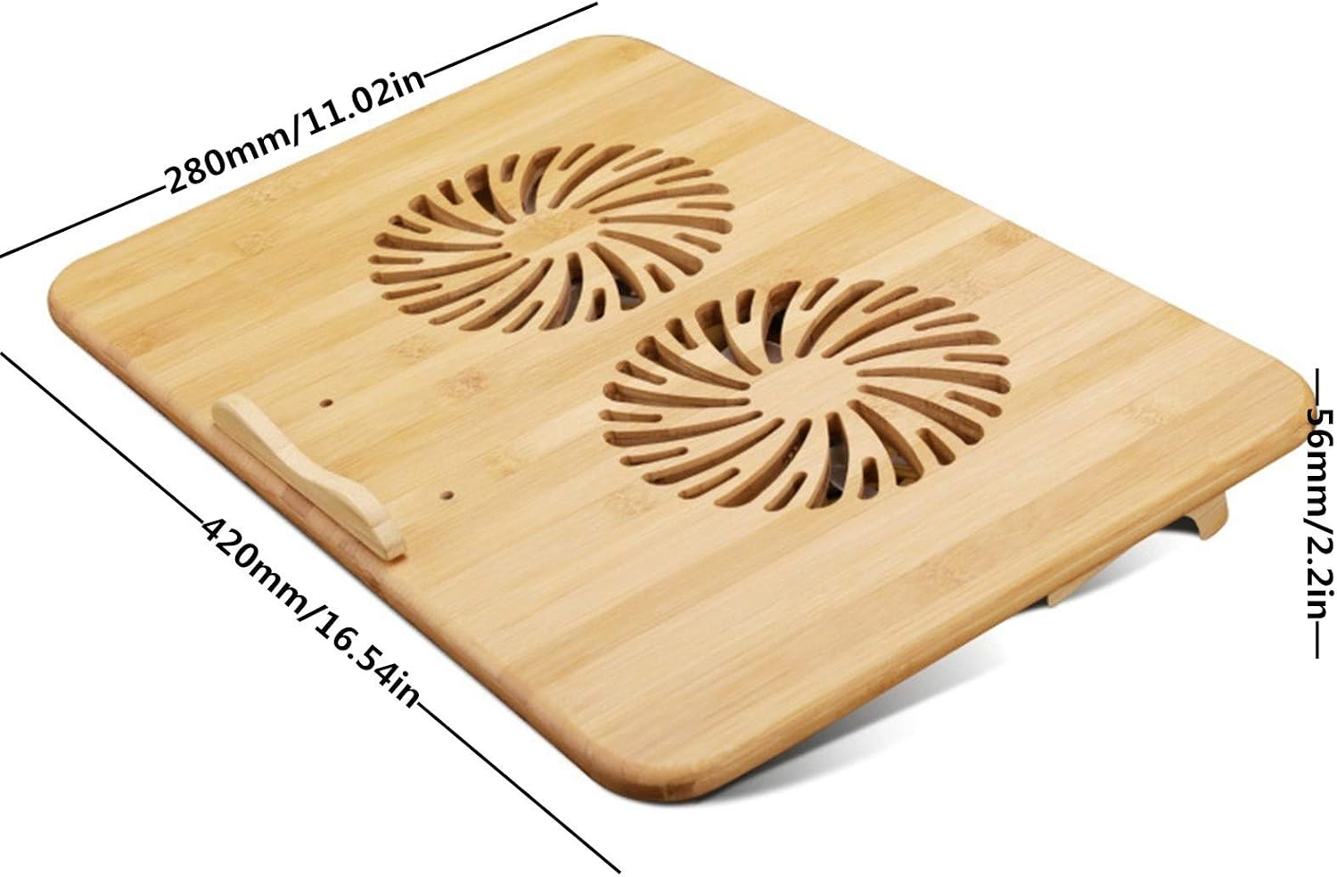 Laptop Cooling Pad Foldable Radiator Cooling Stand with Fans and Bamboo Structure Height and Angle Adjustable for Laptops Between 13' and 17'- Extra USB Port