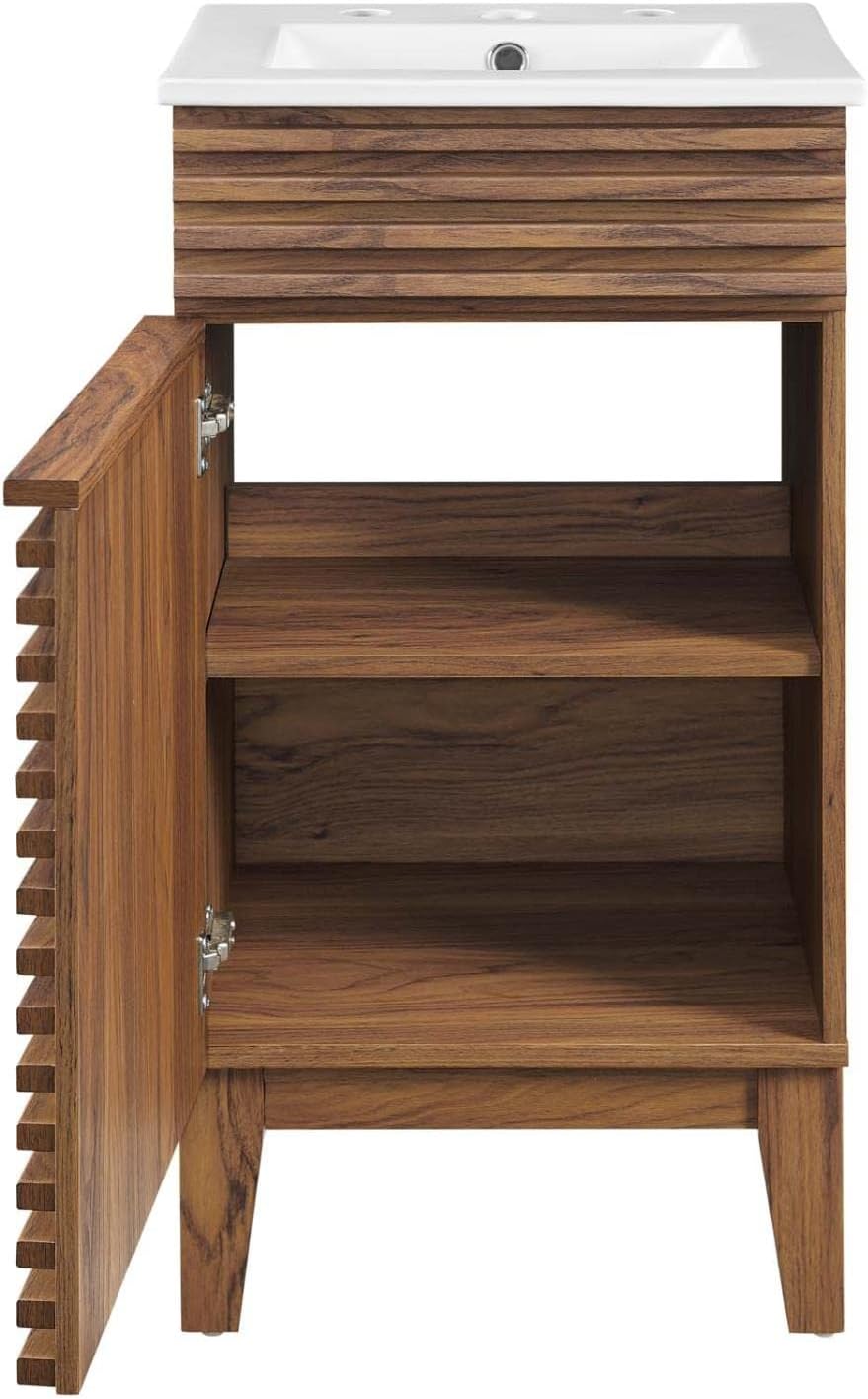 Modway Render 18' Bathroom Vanity with Sink in Walnut White