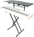 Rockville RKS42X Bundle: 2-Tier X-Stand Keyboard/DJ Stand with Quick Release Mechanism, Z-SHELF Universal Shelf for Z-Stand with Second-Tier, 2-Items
