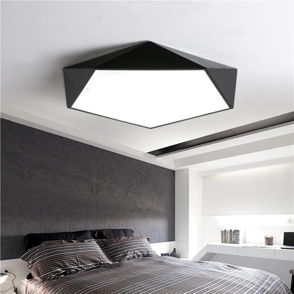 Ultra-Thin Modern Minimalist Nordic Wrought Iron Ceiling Lamp Soft Ambient Lighting Fixture for Bedroom Study Living Room Dining Room Kitchen Hallway Corridor Aisle Pendant(Black,Tricolor light)