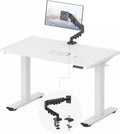FLEXISPOT EN2 48''x24'' Standing Desk with Monitor Mount Bundle, One-Piece Desktop, Fully Adjustable Single Monitor Arm with Cable Management, Bundle for Home Office, Gaming & Study, White