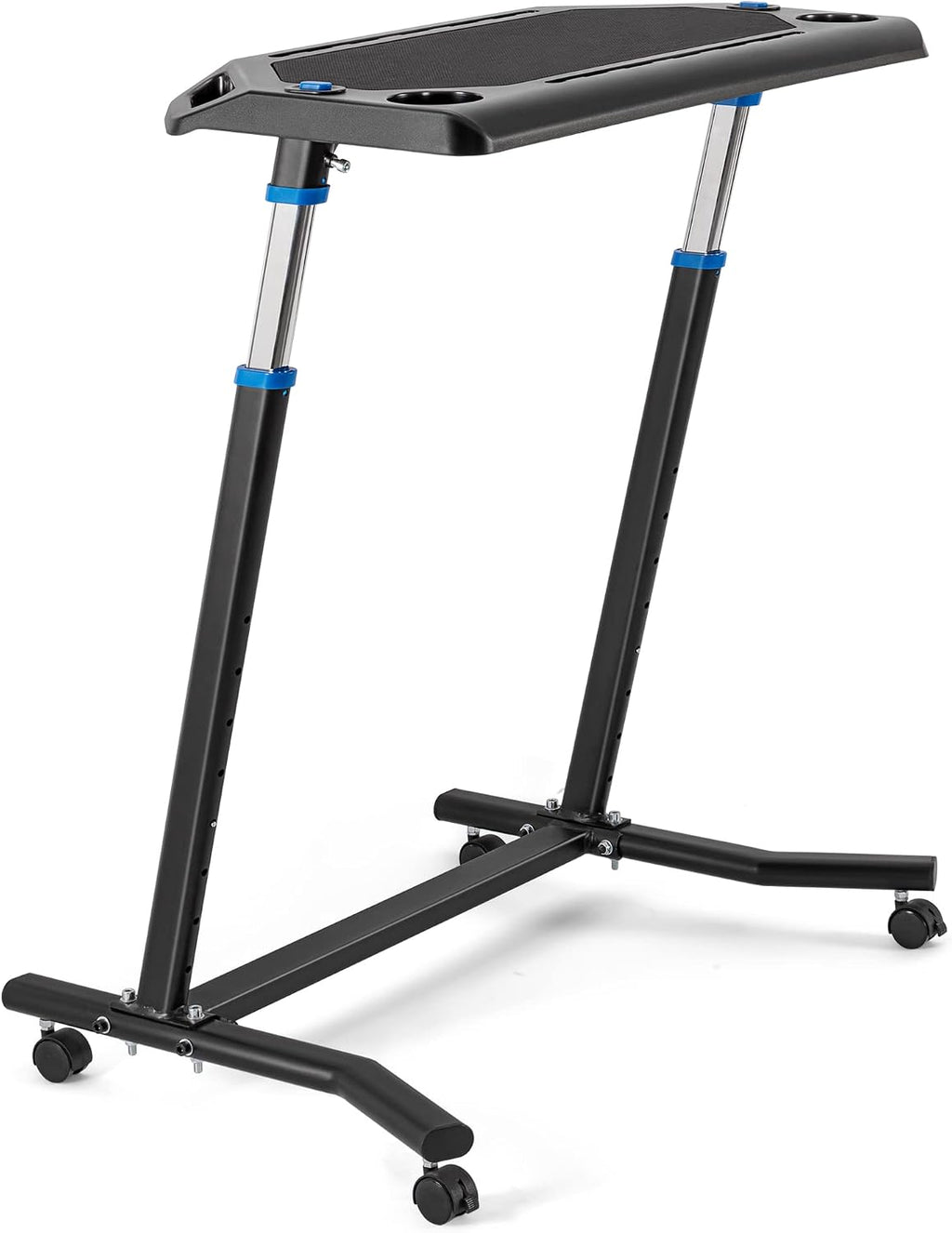 CXWXC Indoor Cycling Desk - Adjustable Height Bike Deak Laptop Stand Non-Slip Surface - Portable Bike Trainer Fitness Desk with Lockable Wheels