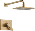 Delta Faucet Vero 17 Series Dual-Function Shower Trim Kit with Single-Spray Touch-Clean Rain Shower Head, Champagne Bronze, 2.0 GPM Water Flow, T17253-CZ-WE (Valve Not Included)