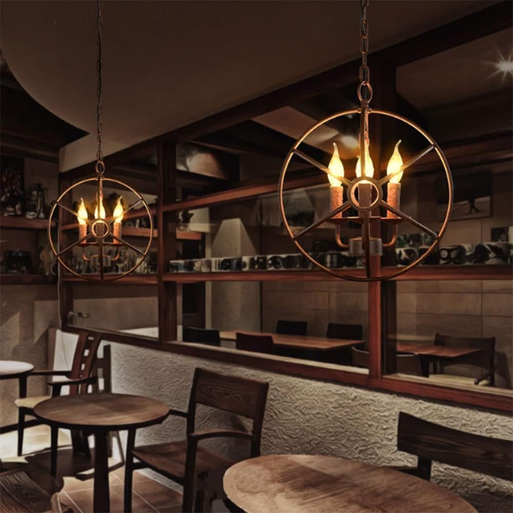 Modern Black Chandelier Bar Kitchen Dining Room Round Ball Pendant Light V-intage Industrial Lustre Rustic Wrought Iron E27 Ceiling Hanging Fixtures Lighting,Chandelier LED Ceiling Light