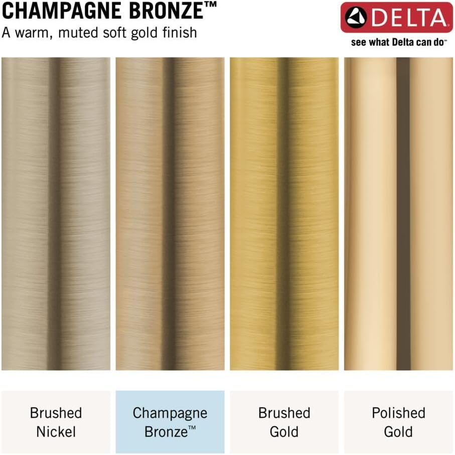 Delta Brushed Gold Rain Shower Head, 10 Inch Metal Large Shower Head Rainfall, Overhead Rain Showerhead, 1.75 GPM Flow Rate, Lumicoat Champagne Bronze 52162-CZ-PR