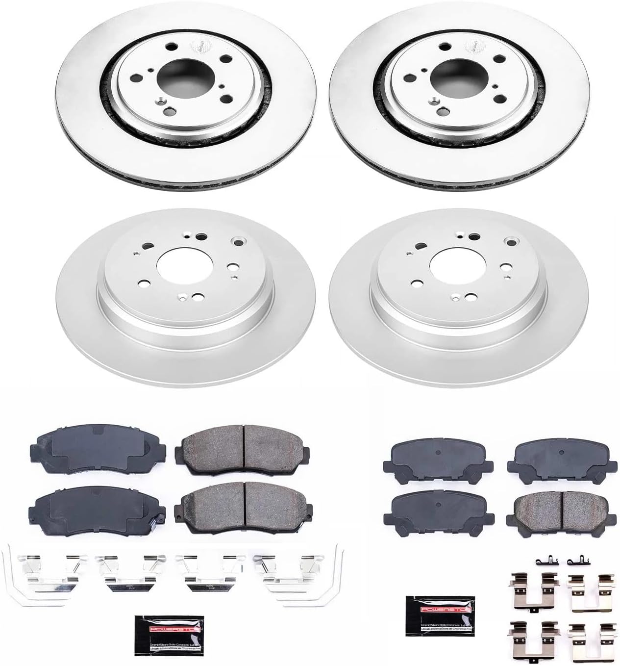 PowerStop Front and Rear Brake Kit for Honda Odyssey 2015-17 - Fully-Coated Disc Rotors with Z17 Ceramic Brake Pads Replacement, CRK6958