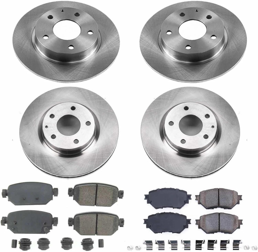 PowerStop Front and Rear Brake Kit for Mazda 3 2017-18 - Z17 Ceramic Brake Pads & Disc Rotors Replacement, KOE7518