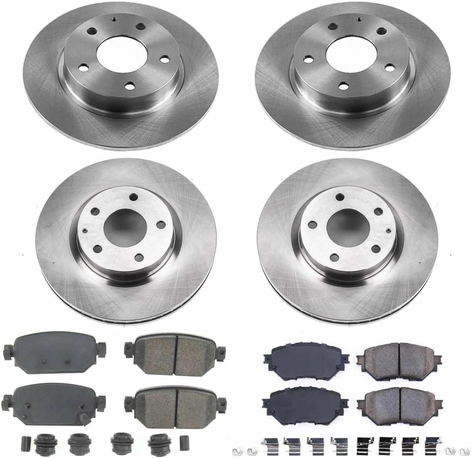 PowerStop Front and Rear Brake Kit for Mazda 3 2017-18 - Z17 Ceramic Brake Pads & Disc Rotors Replacement, KOE7518