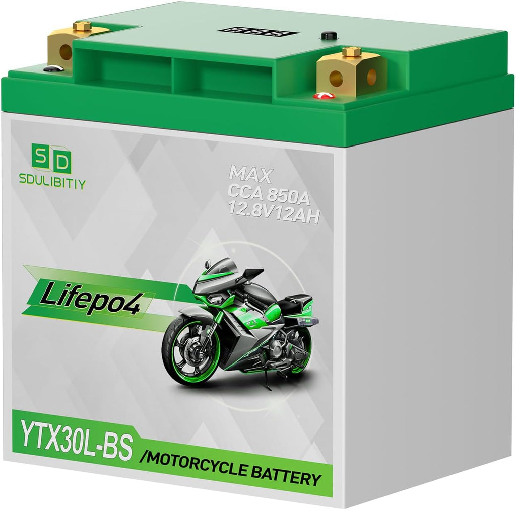YTX30L-BS Lithium Motorcycle Battery LiFePO4 Engine Start Battery 12.8V 12AH 850 CCA LiFePO4 Engine Start Battery with BMS (Smart Battery Management System) 2500-8000 Life Cycles