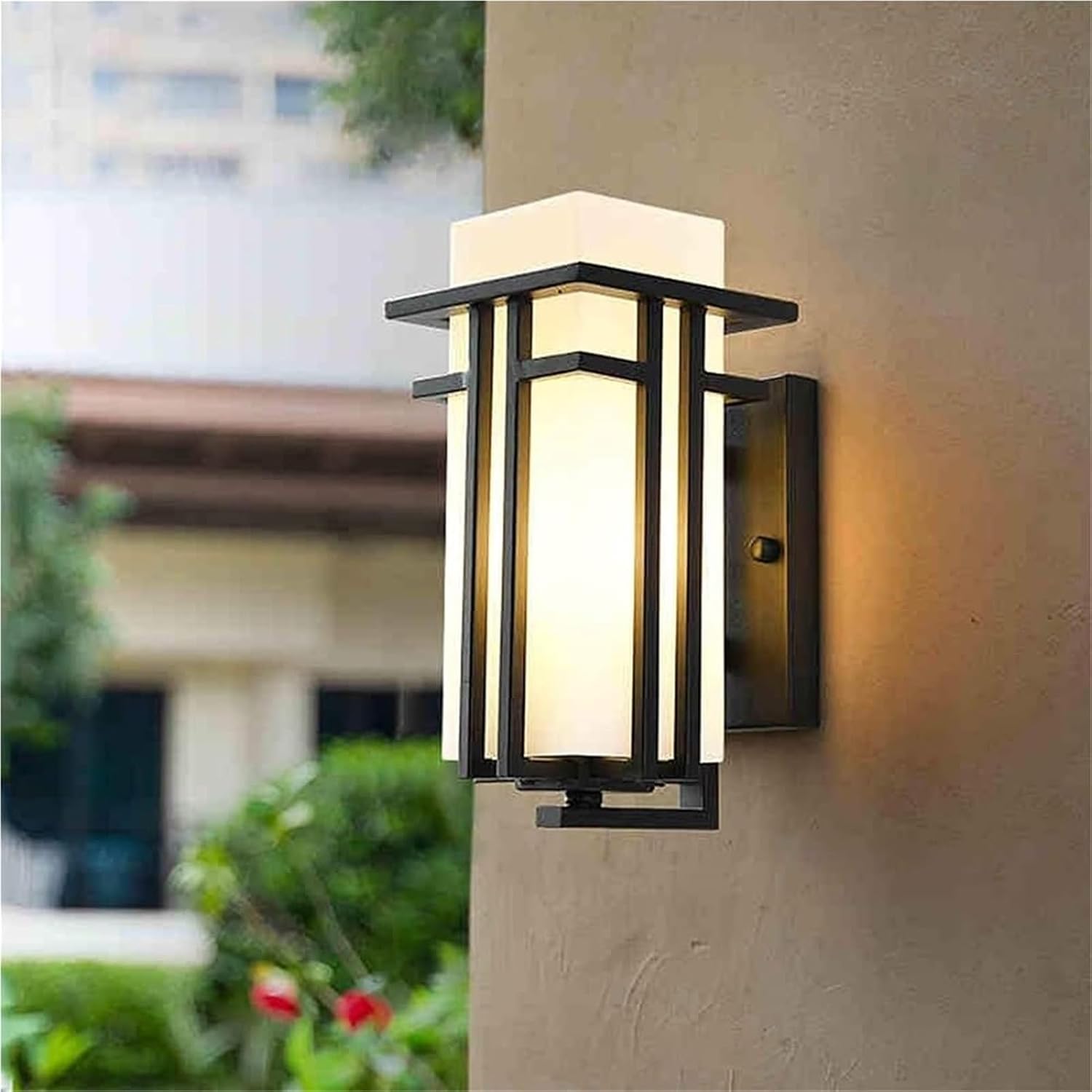 Retro Wall Sconce Waterproof Wall Lamp Metal and Glass Wall Light Fixture E27 Black Wrought Iron Decorative Lighting for Bedroom Aisle Corridor Indoor/Outdoor