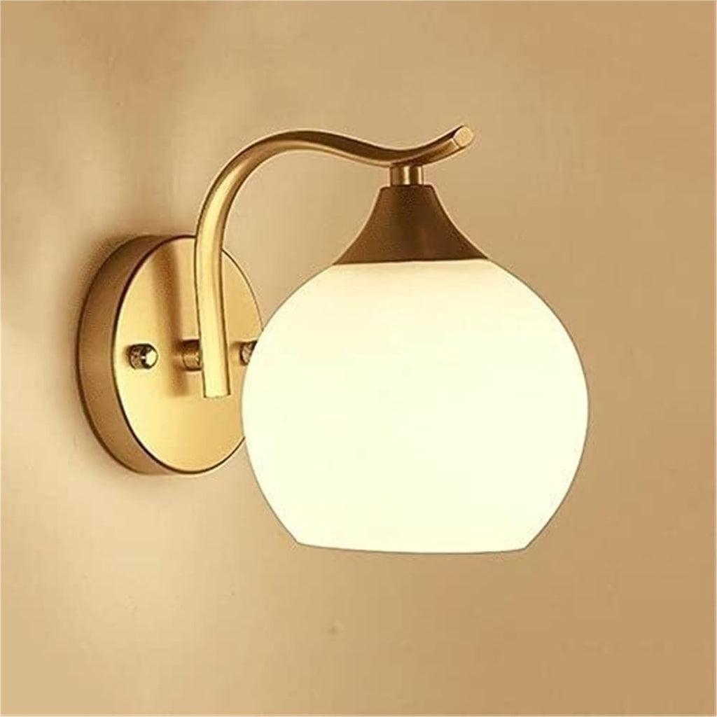 Indoor Globe Wall Lamp with Grilled Paint Wrought Iron Body, Spherical Shape Lampshade Nordic Minimalist Wall Sconce Lighting Fixture for Corridor, Entrance, Bathroom, Modern Indoor Wall Lamps and Sco