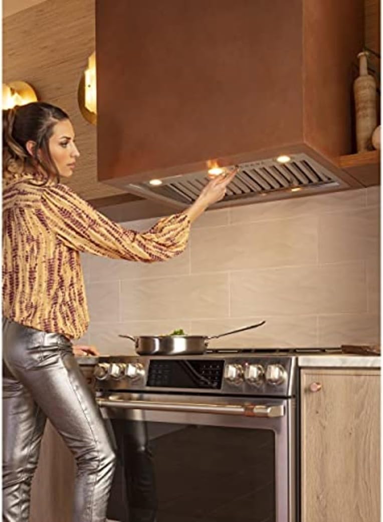 GE Profile Smart Range Hood Insert | 30 Inch Kitchen Exhaust Fan with 4 Speeds, Dimmable LED Lights | Wifi Connectivity & Smart Home Kitchen Essentials for Frequent Cooks | 610 CFM | Stainless Steel