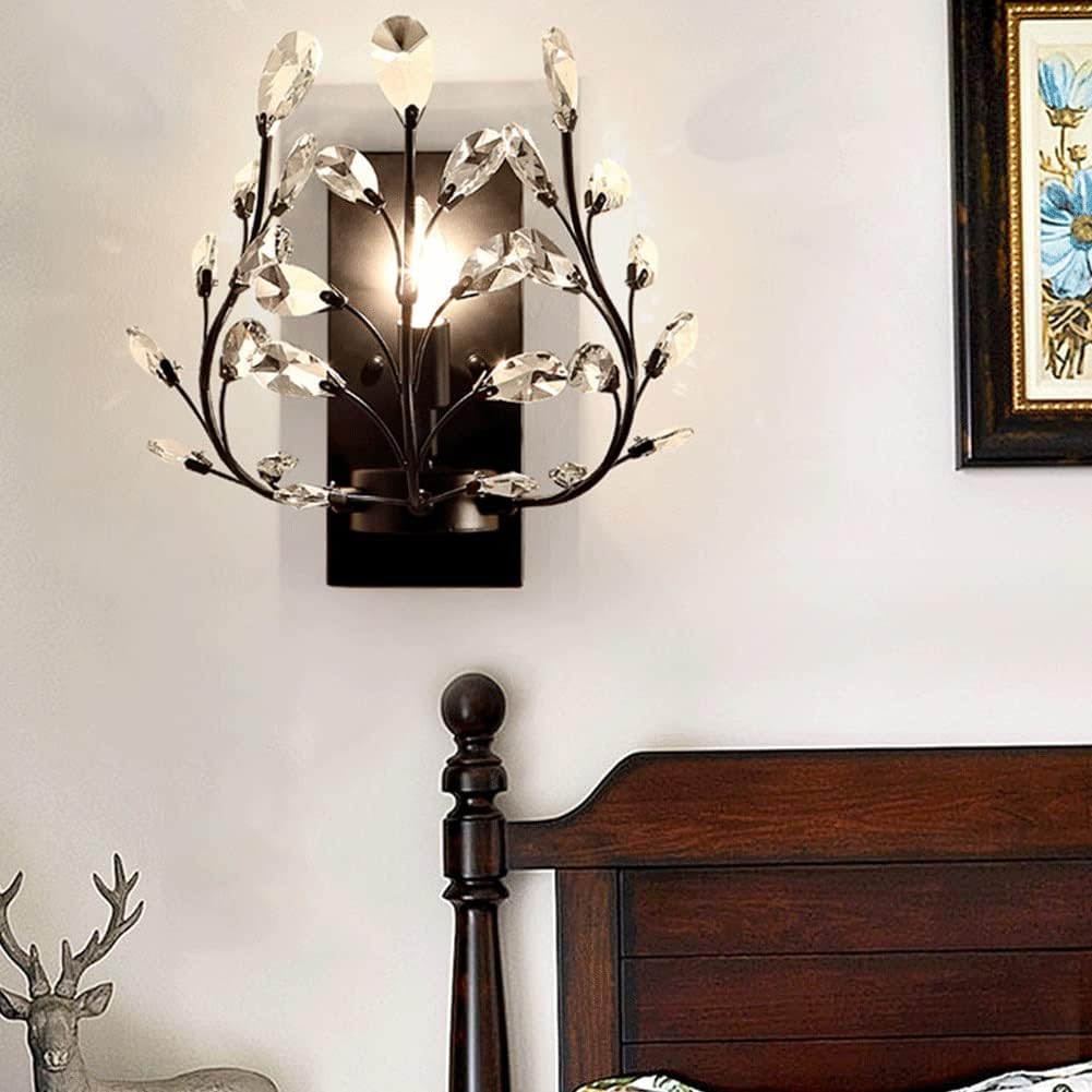 Wall Lighting Fixtures LED Crystal Aisle Style Wrought Iron Candle Wall Sconce Wall Mounted Lighting Fixture for Bathroom Bedroom Living Room Aisle Decor