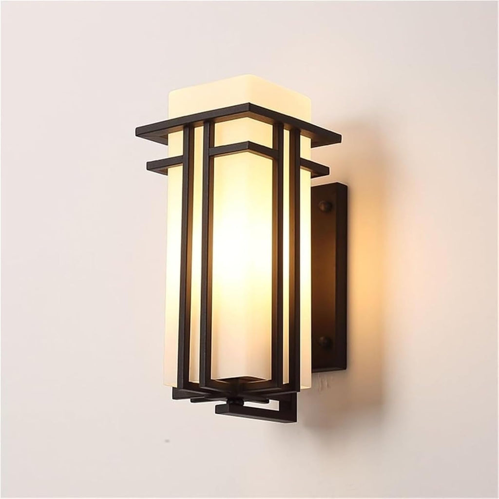 Retro Wall Sconce Waterproof Wall Lamp Metal and Glass Wall Light Fixture E27 Black Wrought Iron Decorative Lighting for Bedroom Aisle Corridor Indoor/Outdoor