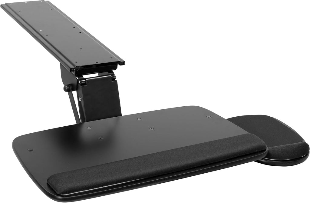 Mount-It! Under Desk Keyboard Tray, Adjustable Slide-Out Keyboard & Mouse Platform, 20.5' W × 11' D, Ergonomic Wrist Rest, Tilt & Swivel, Heavy-Duty Bolt-On Keyboard Drawer for Home Office, Black