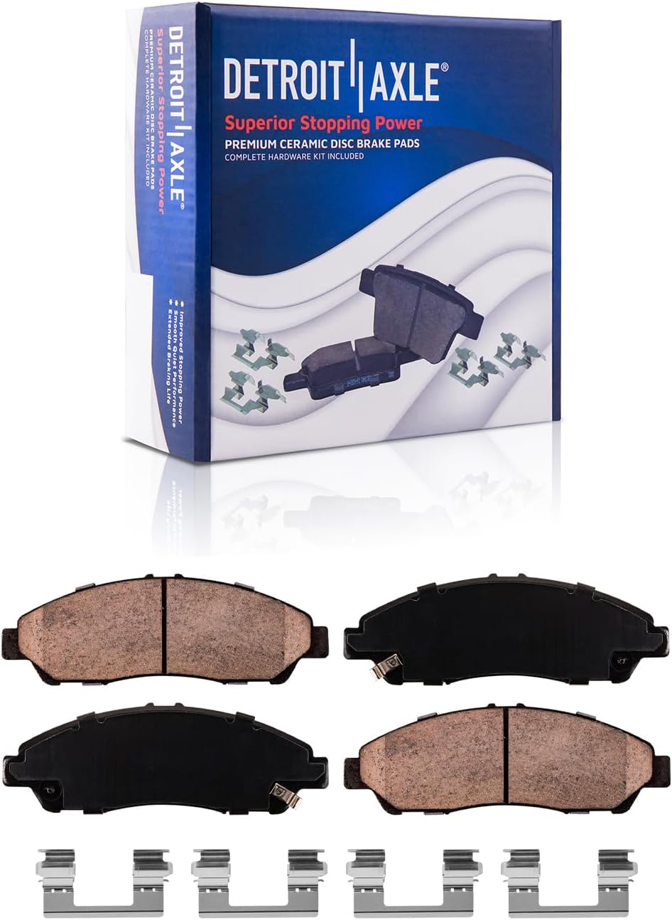 Detroit Axle - 8pc Brake Kit for Acura 2014 2015 2017 2018 RLX [Sport Hybrid SH-AWD], Drilled and Slotted Brakes Rotors Ceramic Brake Pads Replacement : 12.99' inch Front and 12.20' inch Rear Rotor
