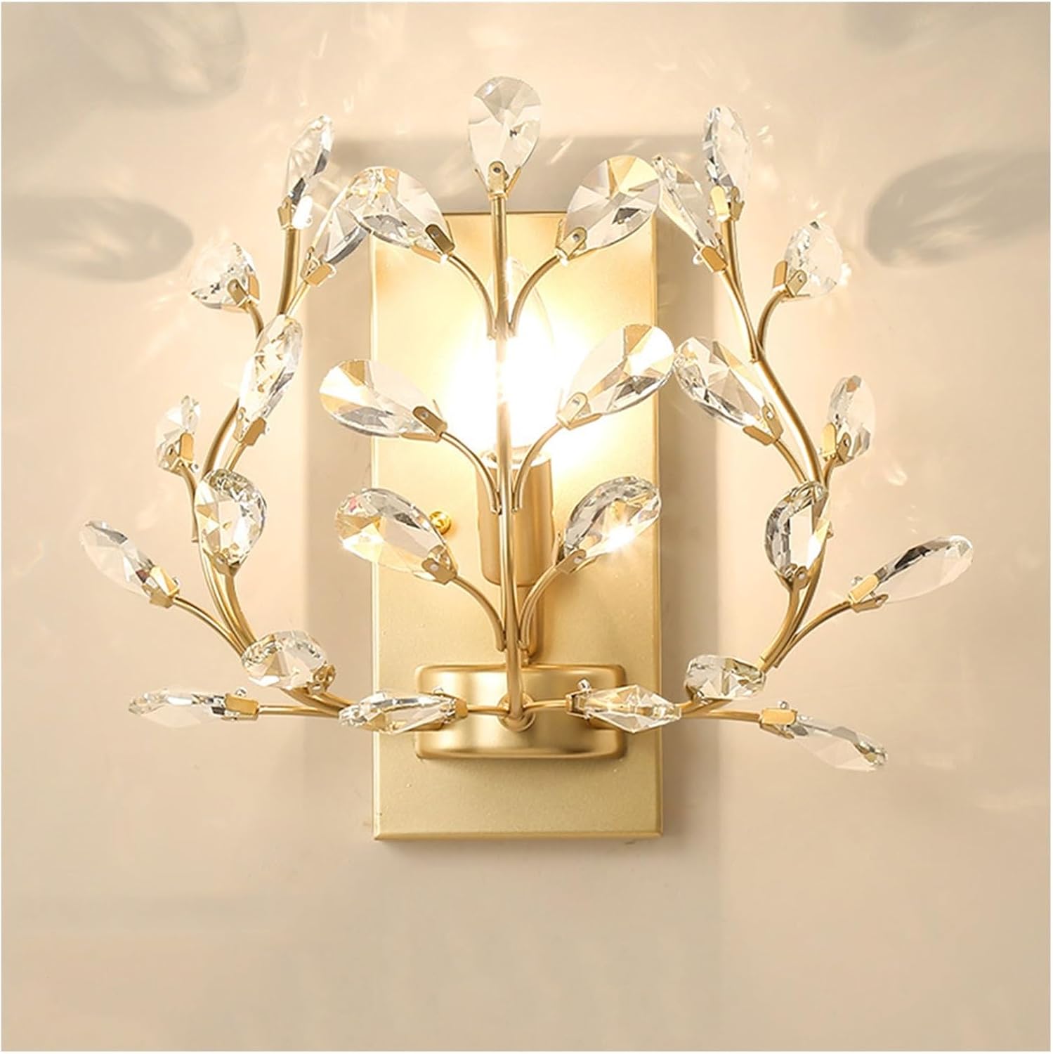 Wall Lighting Fixtures Creative Retro Crystal Wall Sconces Wrought Iron Crystal Branches Wall Light Wall Mounted Lighting Fixture for Dining Room Bathroom Bedroom Living Room Entryway