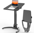 JOY worker Foldable Mobile Standing Desk, Height Adjustable Sit Stand Desk, 90° Tiltable Rolling Laptop Table, Portable Workstation with Non-Slip Mat for Home Office, Holds Up to 22lbs, Black