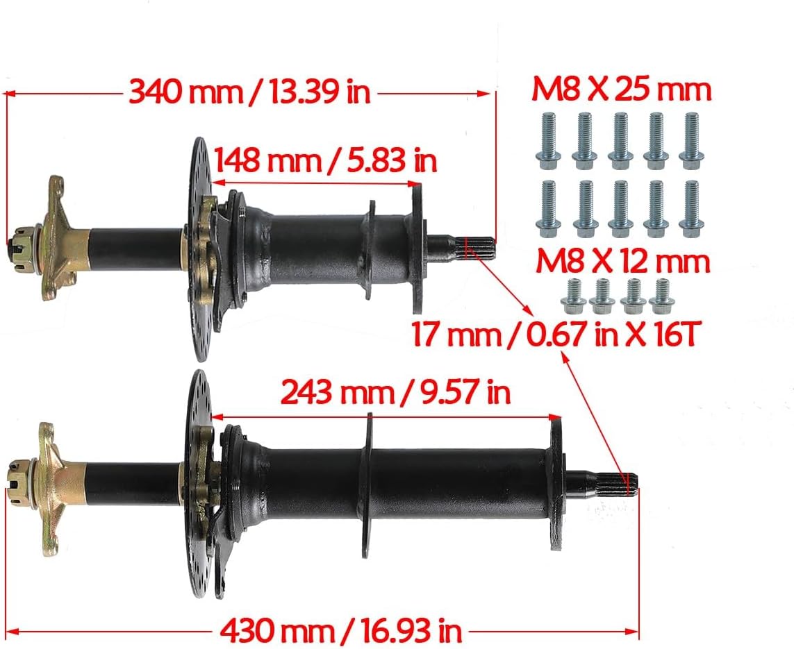 48V 1000W Brushless DC Motor Rear Axle Kit with Differential Gearbox, Speed Controller, Wiring Harness & Batteries – Electric Go Kart ATV Buggy DIY Drive System (760mm 30')