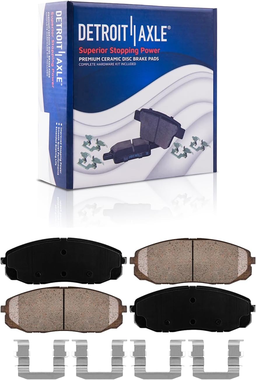 Detroit Axle - 8pc Brake Kit for 2015-2020 Kia Sedona, Drilled and Slotted Disc Brake Rotors Ceramic Brakes Pads 2016 2017 2018 2019 Replacement : 12.60' inch Front and 11.89' inch Rear Rotor