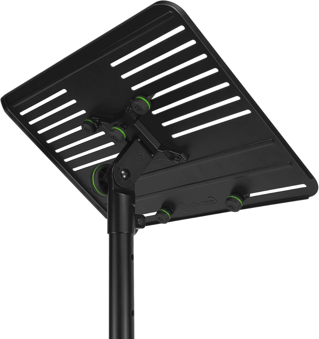 Gravity Laptop Stand LTS T 01 Adjustable Laptop Stand with Holding Pins for DJs and Producers, black