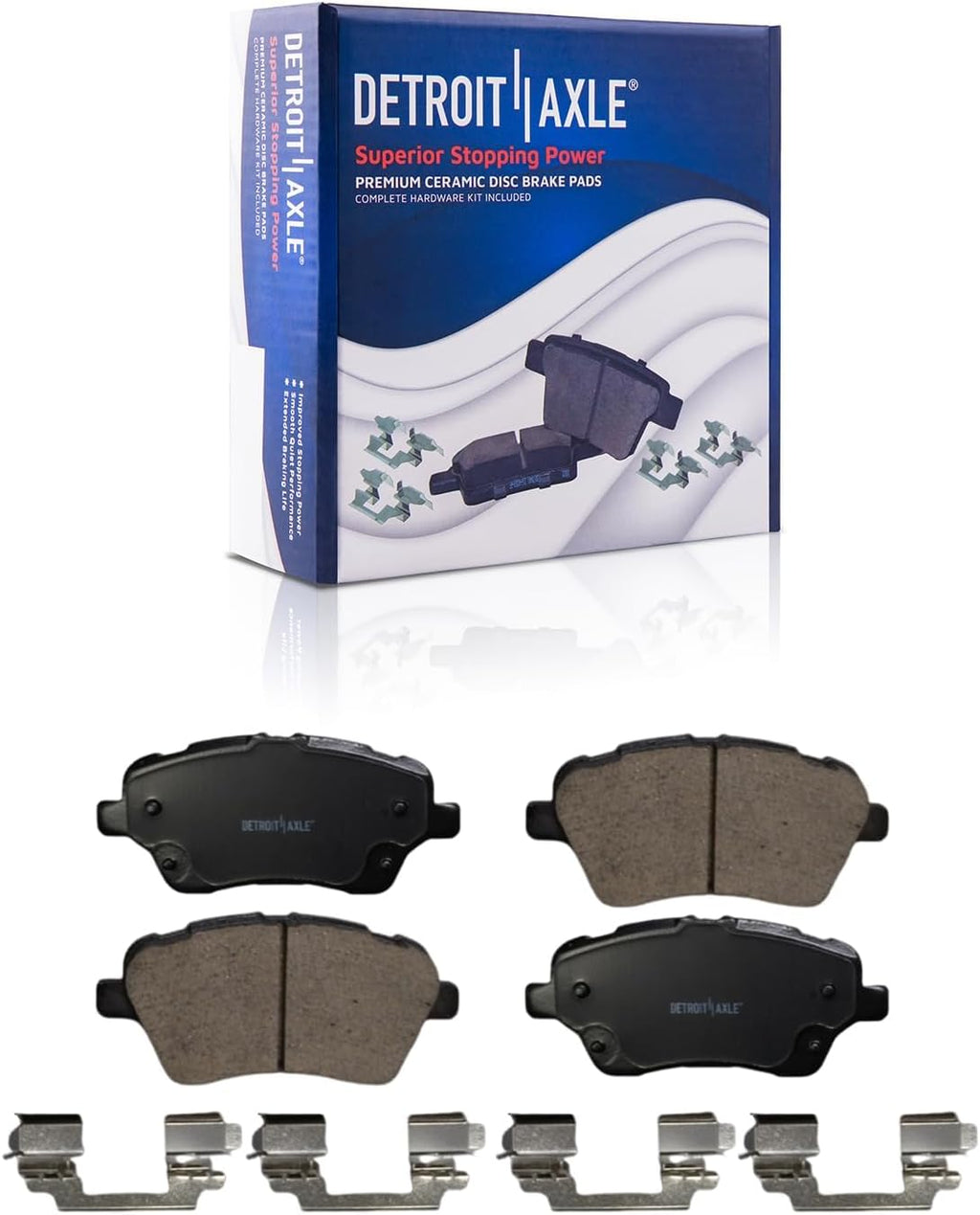 Detroit Axle - 8pc Brake Kit for Ford 2014-2019 Fiesta [ST, 4-Wheel Disc Brakes] Disc Brake Rotors 2015 2016 2017 2018 Ceramic Brakes Pads Replacement : 10.94' inch Front and 9.96' inch Rear Rotor