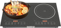 Induction Cooktop 2 Stoves, 110V 1200W+1200W, 8 Gears Firepower Regulation, Tabletop Stove Top with LED Display and Adjustable Temperature, Electric Hot Plate Crystal Cooktop for Kitchens