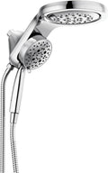 Delta Faucet HydroRain 5-Spray H2Okinetic Dual Shower Head with Handheld Spray, Chrome Shower Head with Hose, Handheld Shower Heads, Detachable Shower Head, 1.75 GPM Flow Rate, Chrome 58680