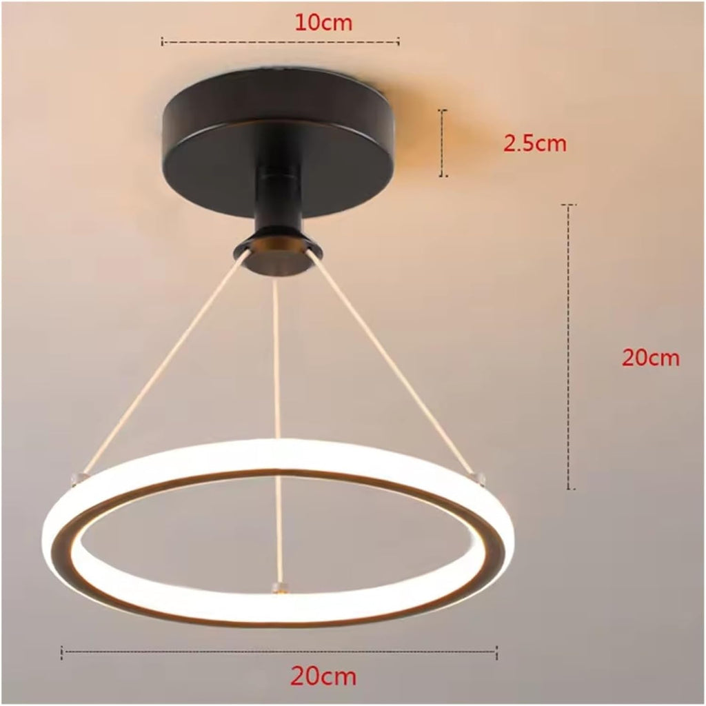 Modern LED Chandelier Lights Energy Saving Wrought Iron Chandelier Circle Ceiling Hanging Lamp Kitchen Bedroom Lighting Fixture(Black)