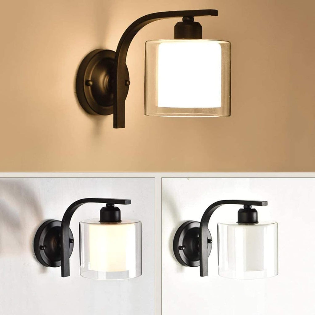 LED Indoor Wall Light, European Simple Wall Light, Black Wrought Iron Small Wall Lamp, Hotel Balcony Wall Luminaire, for Corridor Bedroom Kitchen Café Bathroom Wall Lantern
