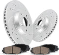 Front Geomet Coated Brake Kit Compatible with 2009-2015 Honda Pilot, 2007-2013 Acura MDX|329.8mm(13in)|Drilled and Slotted Automotive Brake Discs & CARBON FIBER Ceramic Brake Pads