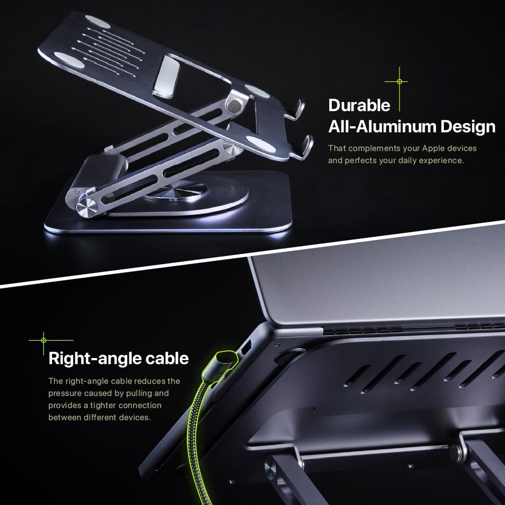 ADAM elements Hub Stand Pro 6-in-1 USB-C Laptop Docking Station, Foldable Laptop Stand with 4K HDMI, 100W PD & USB 3.0 for MacBook Pro/Air M4-M1, iPad & USB-C Laptops