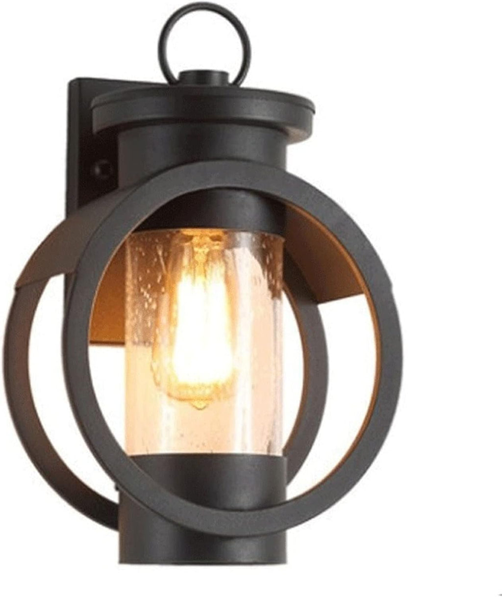 wall sconces Simple Wrought-Iron wall lamp Creative Waterproof Matte Black wall lamp Industrial Retro wall lamp with Transparent Glass lampshade Bathroom-Washing Lamps Exterior Light Fixture