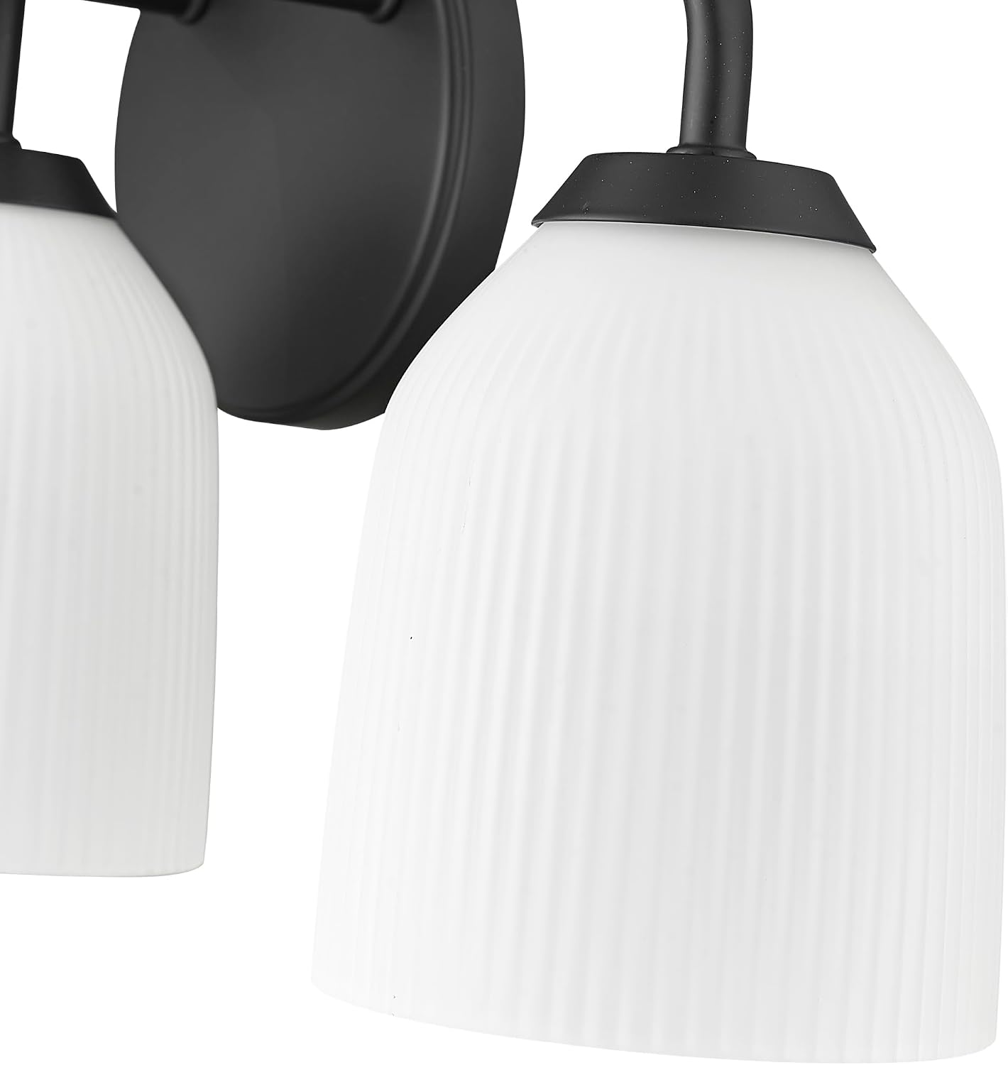 ML Lighting | Norah Collection | 22303-MB | 3 Light Vanity in Matte Black Finish with Opal Ribbed Glass Shade | Versatile Design That adds High-End Texture and Elegance to Your Bathroom