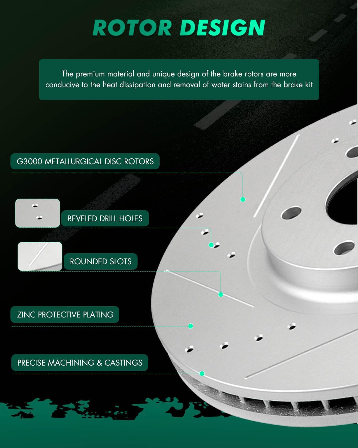 SCITOO Front Rear Brake Pads and Rotors Kits Fit For Nissan 350Z 2006-2009