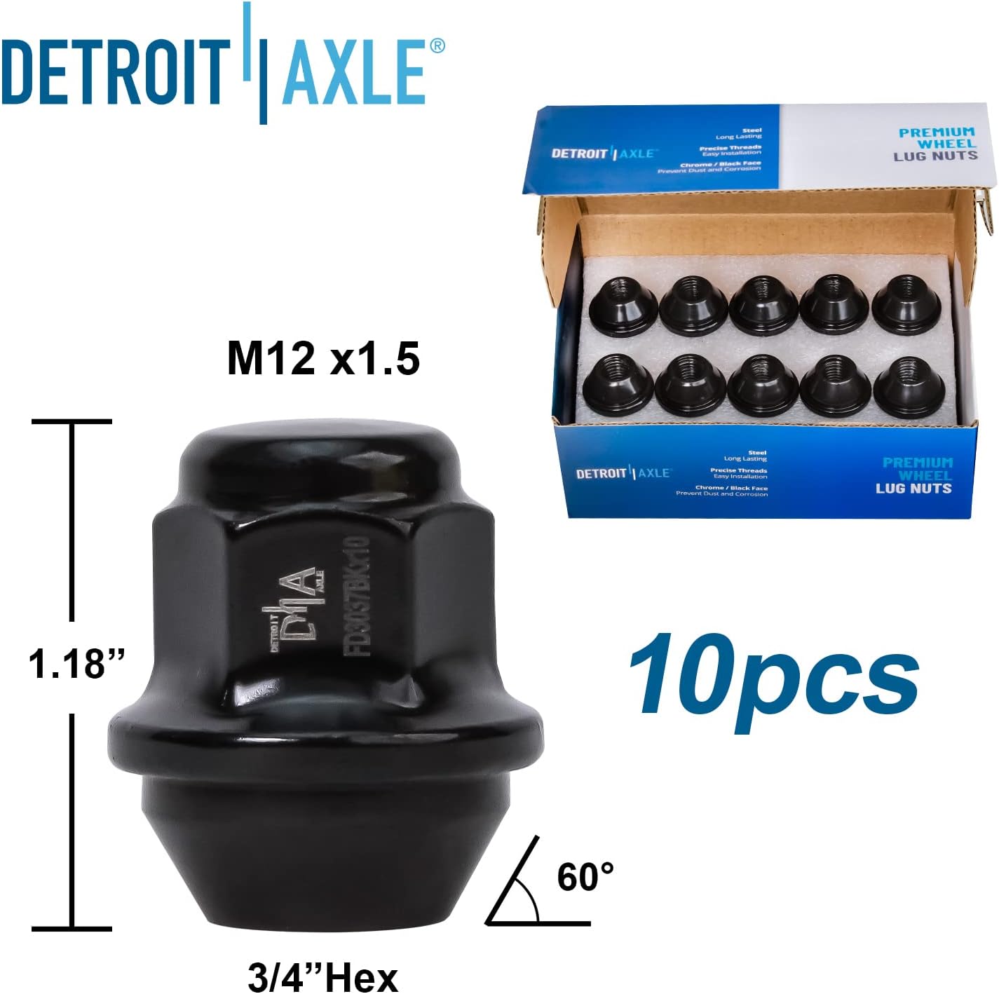 Detroit Axle - Rear Brake Kit for 2013-2020 Ford Fusion, 2013-2014 Lincoln MKZ, 11.89'' inch Drilled & Slotted Brake Rotors Wheel Bearing & Hubs Wheel Lug Nuts 2015 2016 2017 2018 2019 Replacement
