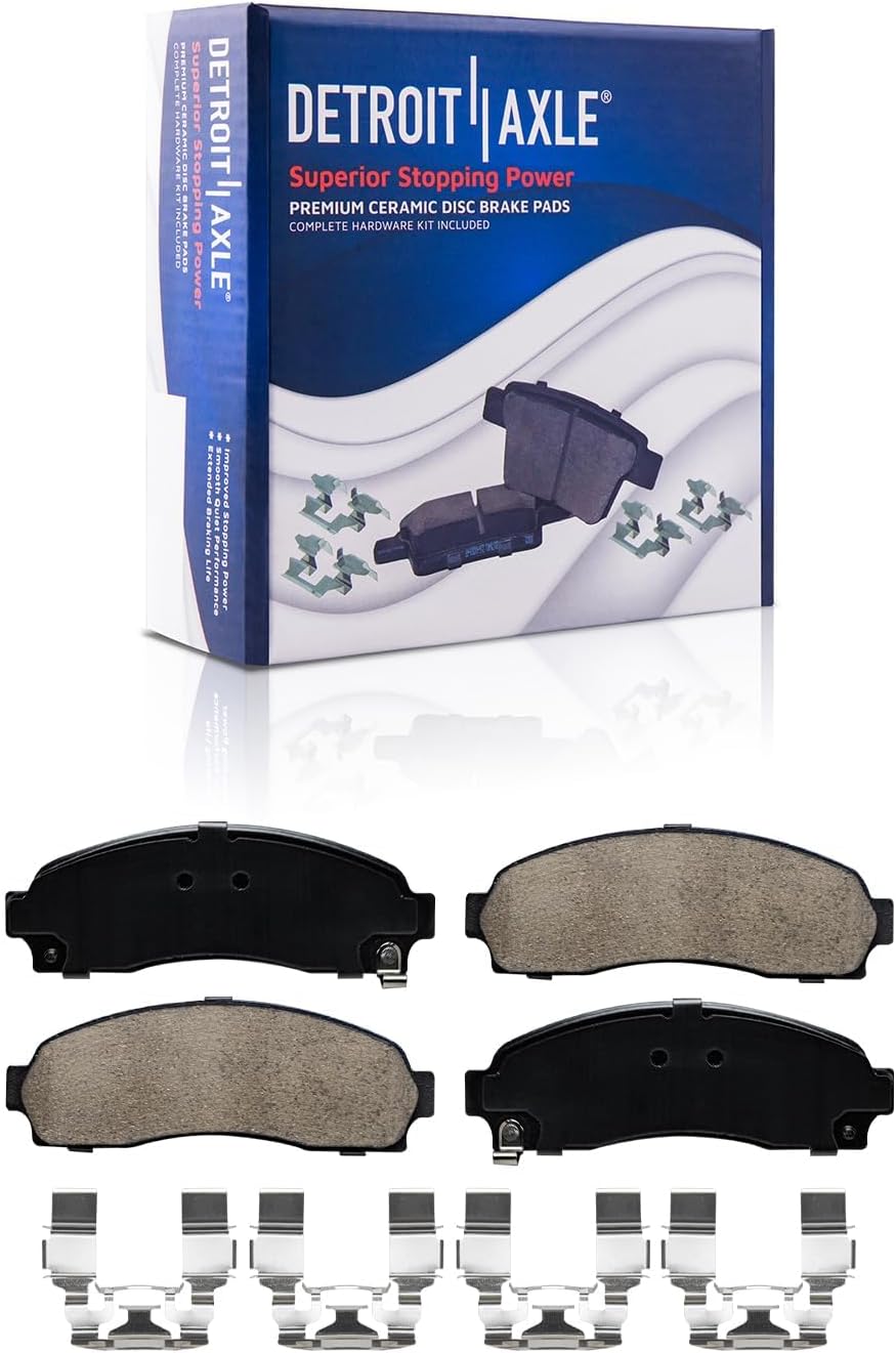 Detroit Axle - Front Brake Kit for 2002-2005 Ford Explorer Mercury Mountaineer Drilled & Slotted Brake Rotors and Ceramic Brakes Pads 2003 2004 Replacement