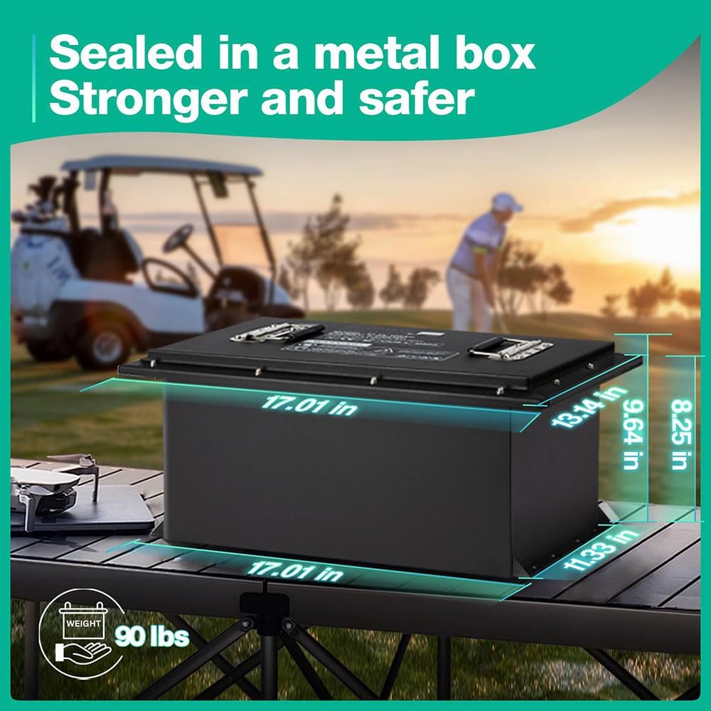 36V 105AH Lithium Golf Cart Battery with 2.8-inch LCD Touchscreen and 25A Fast Charger,Built-in Bluetooth and 200A BMS,Up to 6000+ Deep Cycle,Perfect for Golf Carts,Club Car,Lawnmower