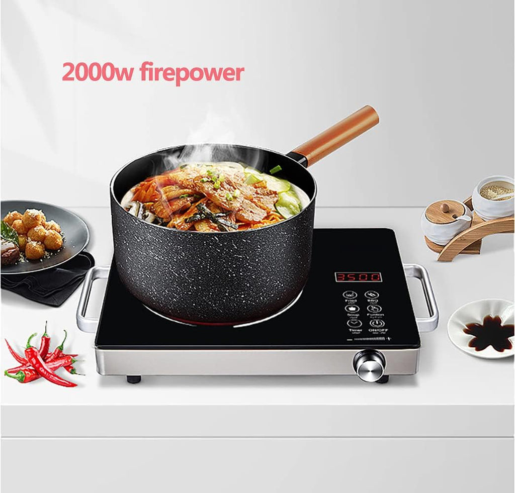 2200W Electric Induction Countertop Burner with 2 Handle LCD Sensor Touch Timer 6 Power Induction Burner for Cooking Induction Cooktop