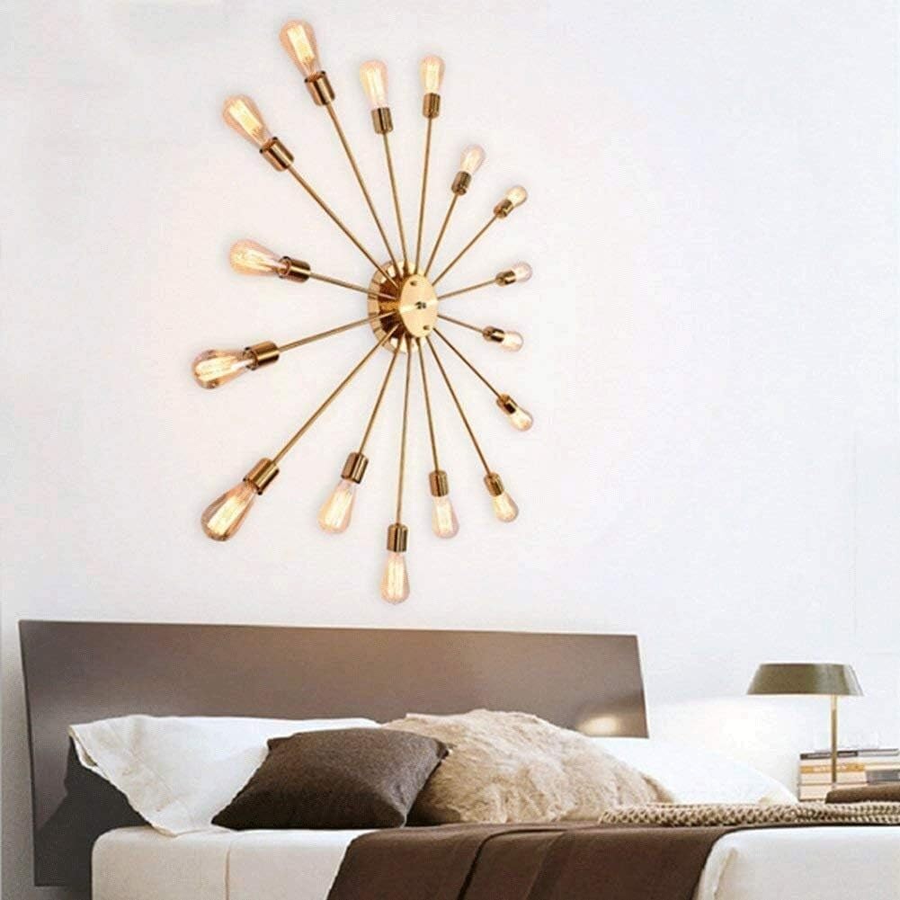 Wrought Iron Chandelier Industrial Wall Lamp Lighting Large 16 Lamp Embedded Bedroom,Chandeliers Light Fixture(Black)