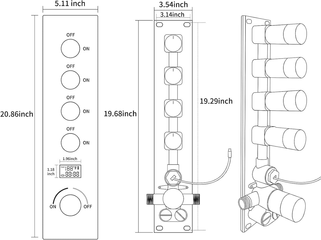 AYIVG Brushed Gold Thermostatic Shower System 16X24 inch Rainfall And Waterfall Shower Set Ceiling Full Body Shower System with Handheld Spray and Digital Display Pressure Balance Valve