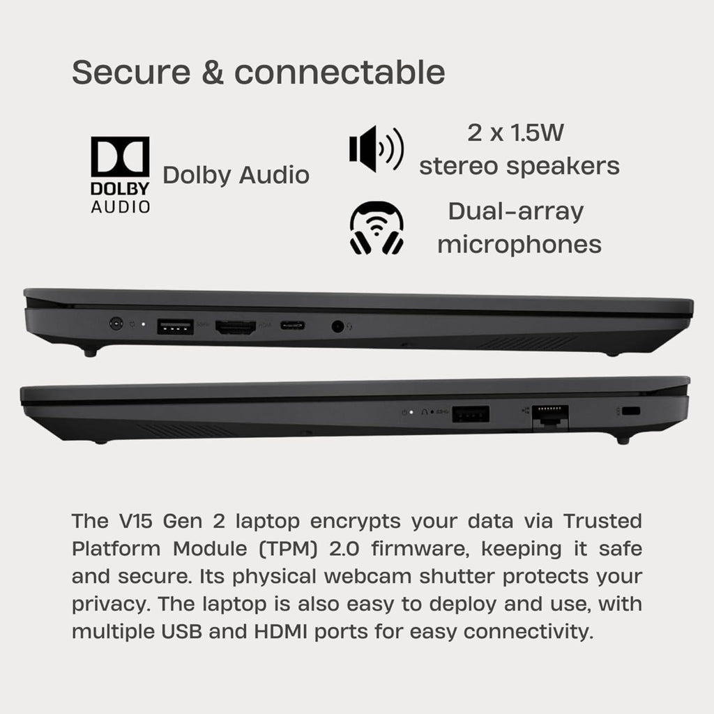 Lenovo V15 Business Laptop Computer | 2025/2026 Edition | Intel Pentium 4-Core Processor | 15.6 FHD Screen (1920 x 1080) | 16GB RAM | 2TB SSD | Ethernet RJ-45 | Windows 11 Pro with Microsoft Office