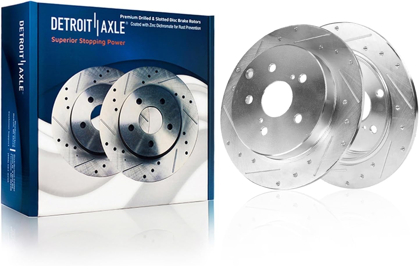 Detroit Axle - Brake Kit for Toyota 2012-2017 Prius V, 10.83' inch Front and 11.42' inch Rear Drilled and Slotted Disc Brake Rotors Ceramic Brakes Pads with Hardware 2013 2014 2015 2016 Replacement