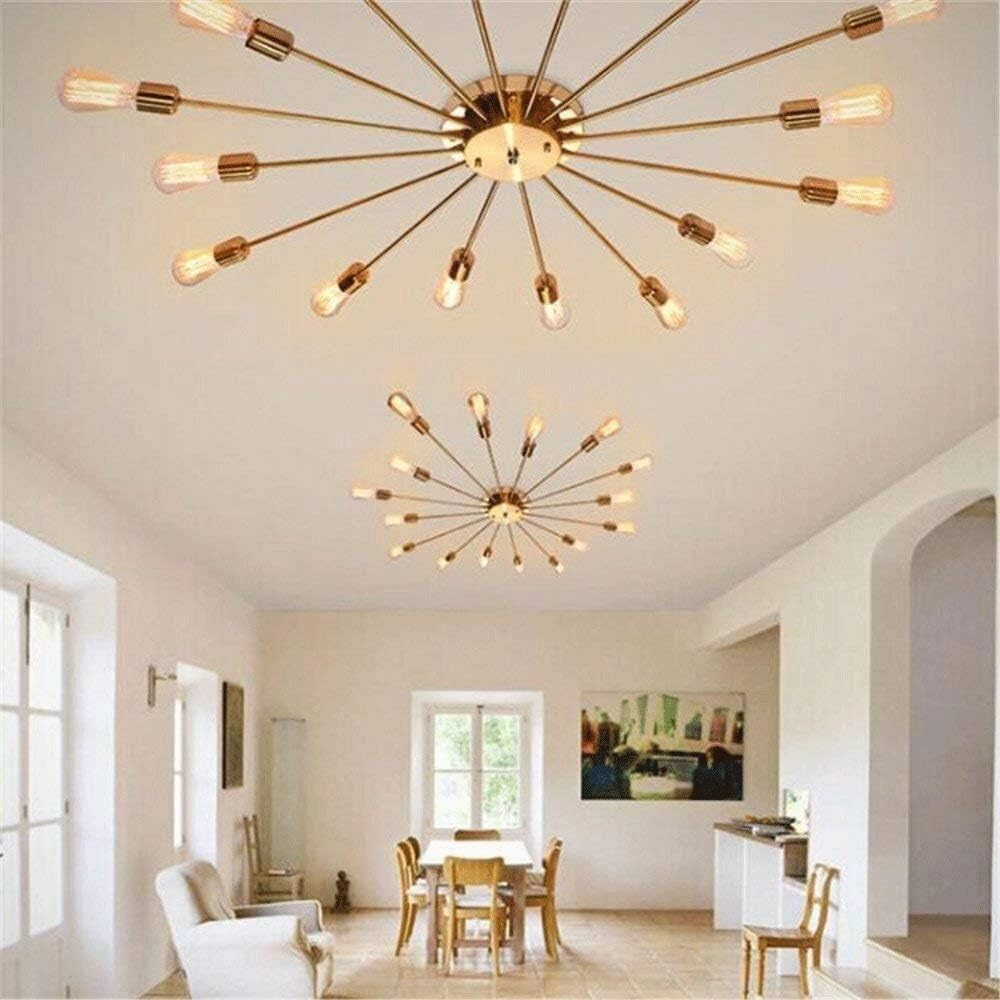 Wrought Iron Chandelier Industrial Wall Lamp Lighting Large 16 Lamp Embedded Bedroom,Chandeliers Light Fixture(Black)
