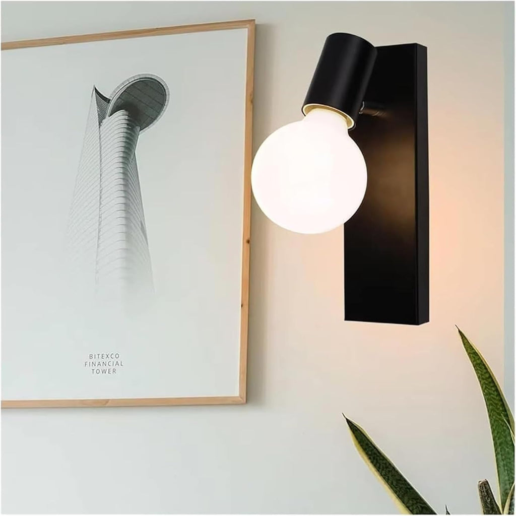 Wall Light Fixtures Nordic Wrought Iron Wall Lamps Retro Bedside Wall Sconces Vintage Indoor for Bedroom Living Room Home Decor Decorative Interior Lighting(Black)