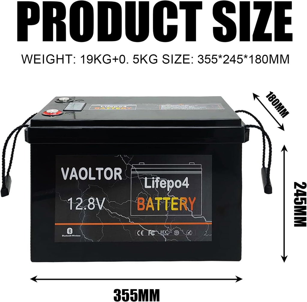 12V 300Ah LiFePO4 Lithium Battery, 6000-15000 Cycles, Built-in 200A BMS, 3840Wh LiFePO4 Battery, 10-year Lifespan for RV, Boat, Trolling motor, Lawn Mower, Camping, Off-Grid