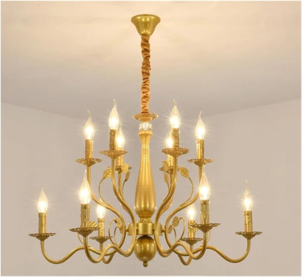 Modern Black/Gold Wrought Iron Candle Light Retro Europe and America 6 12 Lights Chandelier Dining Room Chandelier,Dining Light Fixtures